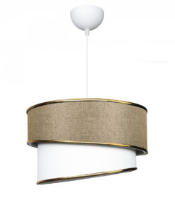 GloboStar® CYCLOP 204-0104 Μοντέρνο Κρεμαστό Φωτιστικό Kαπέλο Μονόφωτο 1 x E27 IP20 Μπεζ & Άσπρο Ύφασμα – Μ30 x Π30 x Υ70cm
