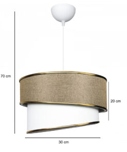 GloboStar® CYCLOP 204-0104 Μοντέρνο Κρεμαστό Φωτιστικό Kαπέλο Μονόφωτο 1 x E27 IP20 Μπεζ & Άσπρο Ύφασμα – Μ30 x Π30 x Υ70cm
