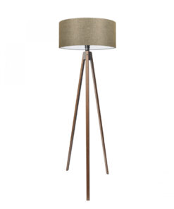 GloboStar® SAGA 204-0039 Μοντέρνο Eπιδαπέδιο Φωτιστικό Μονόφωτο 1 x E27 IP20 Καρυδί Ξύλο με Μπεζ Ύφασμα – Μ38 x Π38 x Υ140cm