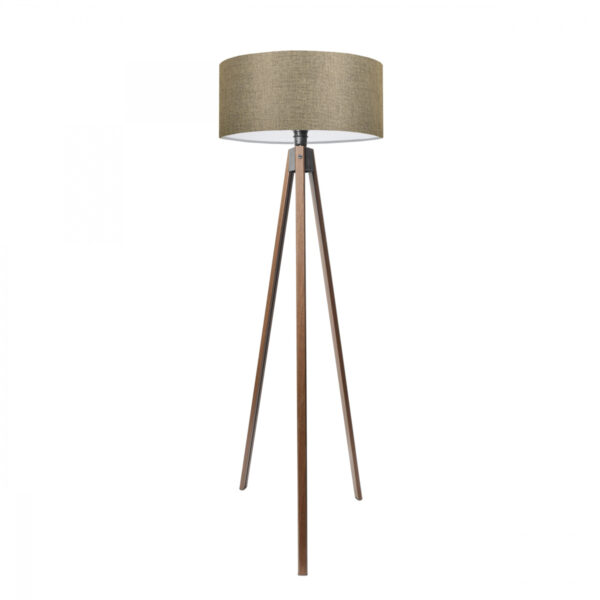 GloboStar® SAGA 204-0039 Μοντέρνο Eπιδαπέδιο Φωτιστικό Μονόφωτο 1 x E27 IP20 Καρυδί Ξύλο με Μπεζ Ύφασμα – Μ38 x Π38 x Υ140cm