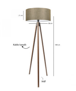 GloboStar® SAGA 204-0039 Μοντέρνο Eπιδαπέδιο Φωτιστικό Μονόφωτο 1 x E27 IP20 Καρυδί Ξύλο με Μπεζ Ύφασμα – Μ38 x Π38 x Υ140cm