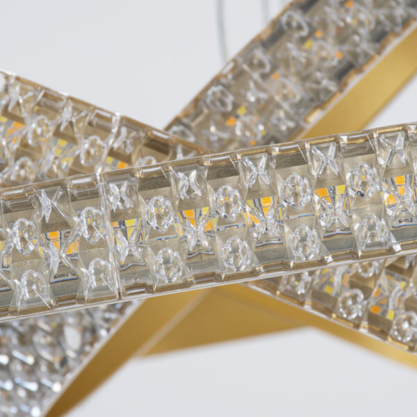 GloboStar® DIAMOND TRIO 61137-DECO Κρεμαστό Φωτιστικό Δαχτυλίδι-Κύκλος LED CCT 100W 12123lm 360° AC 220-240V – Εναλλαγή Φωτισμού μέσω Τηλεχειριστηρίου All In One Ψυχρό 6000k+Φυσικό 4500k+Θερμό 2700k Dimmable Φ25+40+60cm – Χρυσό Βούρτσας – 3 Years Warranty