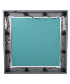 GloboStar® MAKEUP MIRROR-80×80-6 Μοντέρνος Καθρέπτης Μακιγιάζ με Πλαίσιο Φυσικού Ξύλου με Διακόπτη On/Off 12 x E27 AC220-240V – Μ80 x Π7 x Υ80cm – Γκρι Ανθρακί