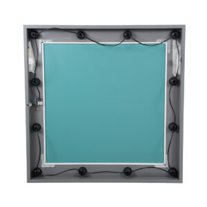 GloboStar® MAKEUP MIRROR-80×80-6 Μοντέρνος Καθρέπτης Μακιγιάζ με Πλαίσιο Φυσικού Ξύλου με Διακόπτη On/Off 12 x E27 AC220-240V – Μ80 x Π7 x Υ80cm – Γκρι Ανθρακί