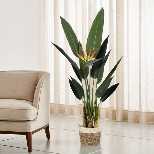 GloboStar® Artificial Garden KALYMNOS 20329 Διακοσμητικό Πλεκτό Καλάθι – Κασπώ Γλάστρα – Flower Pot Μπεζ με Καφέ Φ25cm x Υ22cm