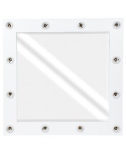 GloboStar® MAKEUP MIRROR-80×80-4 Μοντέρνος Καθρέπτης Μακιγιάζ με Πλαίσιο Φυσικού Ξύλου με Διακόπτη On/Off 12 x E27 AC220-240V – Μ80 x Π7 x Υ80cm – Λευκή Λάκα