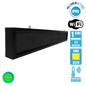 GloboStar® 90262 Κυλιόμενη Ψηφιακή Επιγραφή P10 LED SMD AC 220-240V με Wi-Fi – Αδιάβροχή IP54 – Μονής Όψης – Μ168 x Π9 x Υ24cm Πράσινο