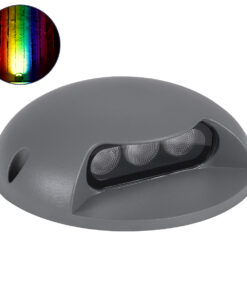 GloboStar® STEP-LUNA 90624 Επιφανειακό Φωτιστικό Σκαλοπατιού – Διαδρόμου LED 6W 600lm 10° DC 24V Αδιάβροχο IP65 Φ12 x Υ3cm Πολύχρωμο RGB DMX512 – Γκρι Ανθρακί – 3 Years Warranty