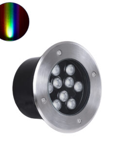 GloboStar® UNDERGROUND-TINA 90669 Χωνευτό Φωτιστικό Σποτ Δαπέδου LED 12W 1260lm 30° DC 24V Αδιάβροχο IP65 Φ16 x Υ9cm Πολύχρωμο RGBW DMX512 – Ανοξείδωτο Ατσάλι – 3 Years Warranty