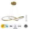GloboStar® DEXTER 60916 Κρεμαστό Φωτιστικό Οροφής Design LED CCT 90W 10080lm 300° AC 220-240V – Εναλλαγή Φωτισμού μέσω Τηλεχειριστηρίου All In One Ψυχρό 6000k+Φυσικό 4500k+Θερμό 2700k Dimmable Φ73cm – Χρυσό Βούρτσας – 3 Years Warranty
