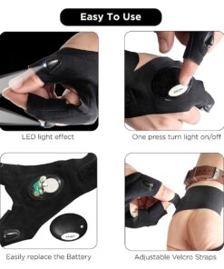 GloboStar® 79068 Γάντι Φακός με Φωτισμό LED για Δεξί Χέρι 2W με Μπαταρία CR2016 Ψυχρό Λευκό 6000K