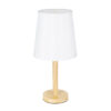 GloboStar® NAPHIE 01208 Κλασικό Επιτραπέζιο Φωτιστικό Πορτατίφ Μονόφωτο 1 x E27 Ξύλινο με Λευκό Καπέλο Φ21 x Υ42cm
