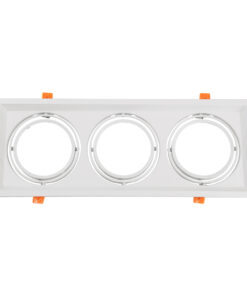 GloboStar® VITA 77856 Χωνευτό Κινούμενο Τριπλο Τετράγωνο Σποτ Οροφής για Λάμπα AR111 – IP20 – Χυτό Αλουμίνιο – M48.7 x Π18.7 x Y5.5cm – Λευκό – 5 Χρόνια Εγγύηση
