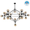 GloboStar® SENTINEL 01638 Μοντέρνο Industrial Κρεμαστό Φωτιστικό Οροφής Πολύφωτο 21 x E27 Μαύρο Μεταλλικό Πολυέλαιος με Μελί Γυαλί Φ170 x Υ136cm