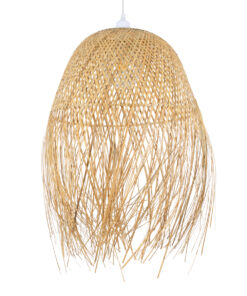 GloboStar® MANILA 01714 Μοντέρνο Κρεμαστό Φωτιστικό Οροφής Μονόφωτο 1 x E27 Μπεζ Μπαμπού Καμπάνα Φ45 x Υ60cm