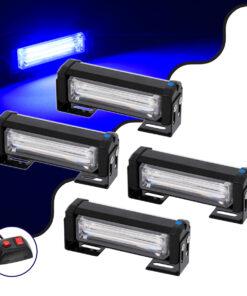 GloboStar® 85032 PRO Series ΣΕΤ 4 x Μπάρες Σήμανσης Οχήματος Αστυνομίας για Αυτοκίνητα & Φορτηγά 13 Προγραμμάτων Φωτισμού STROBE LED CREE CXB COB 36W DC 10-30V Αδιάβροχο IP65 Μπλε