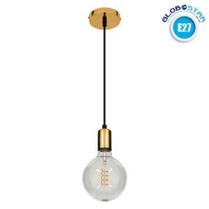 GloboStar® LUMI GOLD 99421 Μοντέρνο Μεταλλικό Κρεμαστό Φωτιστικό Οροφής Ανάρτηση Μονόφωτο 1 x E27 Χρυσό Φ4 x Y118cm