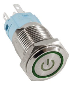 GloboStar® 70777 LED Φωτιζόμενος Διακόπτης Χωνευτός – Μπουτόν PUSH On Ανοξείδωτος AC 220-240V Αδιάβροχο IP67 Φ18mm με Angel Eye Πράσινο