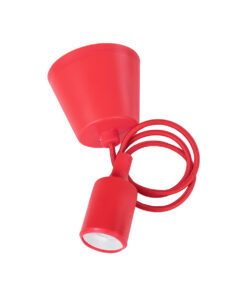 GloboStar® CABLITO 61551 Μοντέρνο Κρεμαστό Φωτιστικό Οροφής Μονόφωτο 1 x E27 Κόκκινο Σιλικόνης Ανάρτηση με Υφασμάτινο Καλώδιο Φ4 x Υ110cm