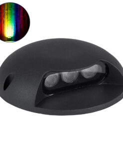 GloboStar® STEP-LUNA 90618 Επιφανειακό Φωτιστικό Σκαλοπατιού – Διαδρόμου LED 6W 600lm 10° DC 24V Αδιάβροχο IP65 Φ12 x Υ3cm Πολύχρωμο RGB DMX512 – Μαύρο – 3 Years Warranty