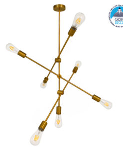 GloboStar® ESTHER 00993 Μοντέρνο Industrial Φωτιστικό Οροφής Πολύφωτο 7 x E27 Χρυσό Μεταλλικό Φ75 x Υ88cm