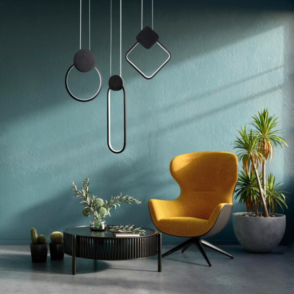 GloboStar® ILDI 61088 Κρεμαστό Φωτιστικό Οροφής Design LED CCT 12W 1440lm 300° AC 220-240V – Εναλλαγή Φωτισμού μέσω Διακόπτη On/Off All In One Ψυχρό 6000k+Φυσικό 4500k+Θερμό 2700k Μ10 x Π2.3 x Υ38cm – Μαύρο