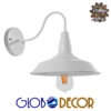 GloboStar® SORD 01066 Vintage Industrial Φωτιστικό Τοίχου Απλίκα Μονόφωτο Λευκό Μεταλλικό Καμπάνα Φ26 x Μ37 x Π26 x Υ32cm