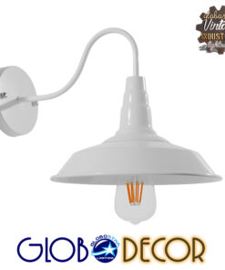 GloboStar® SORD 01066 Vintage Industrial Φωτιστικό Τοίχου Απλίκα Μονόφωτο Λευκό Μεταλλικό Καμπάνα Φ26 x Μ37 x Π26 x Υ32cm