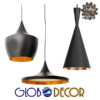 GloboStar® SHANGHAI BLACK 01025 SET 3 Μοντέρνα Κρεμαστά Φωτιστικά Οροφής Τρίφωτο 3 x E27 Μαύρα Μεταλλικά Καμπάνα