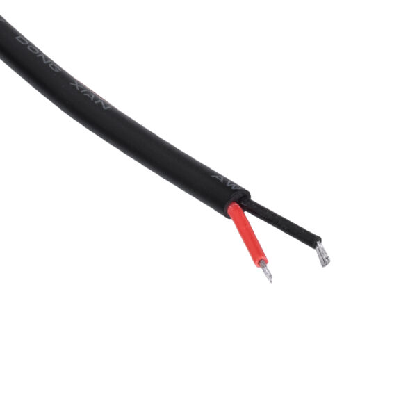 GloboStar® 70749 Καλώδιο Τροφοδοσίας DC 2 Μέτρων από Jack Male 2.1×5.5mm σε 2 x 0.3mm Ατερμάτιστο Καλώδιο Μ200 x Π1.1cm Μαύρο