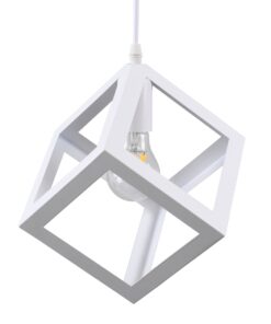 GloboStar® CUBE 00802 Μοντέρνο Κρεμαστό Φωτιστικό Οροφής Μονόφωτο Λευκό Μεταλλικό Πλέγμα Μ25 x Π25 x Υ25cm