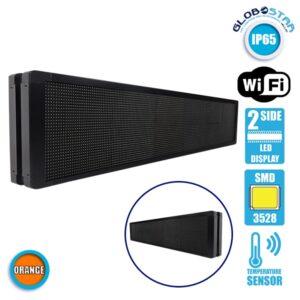GloboStar® 90334 Κυλιόμενη Ψηφιακή Επιγραφή P10 LED SMD AC 220-240V με Wi-Fi – Αδιάβροχή IP65 – Διπλής Όψης – Μ168 x Π12 x Υ40cm Πορτοκαλί
