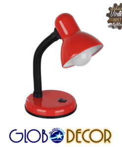 GloboStar® STUDENT RED 01535 Μοντέρνο Επιτραπέζιο Φωτιστικό Γραφείου Μονόφωτο Μεταλλικό Κόκκινο Λευκό με Διακόπτη ΟN/OFF Φ12 x Υ32cm