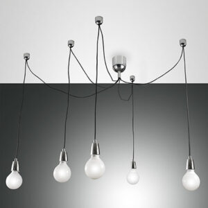 Κρεμαστό Φωτιστικό   Fabas Luce Blog E27 5X Χρώμιο     – 3473-48-138