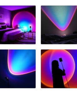 GloboStar® 00812 Μοντέρνο Minimal Επιτραπέζιο Φωτιστικό Μεταλλικό Μονόφωτο LED 12W DC 5V με Projector LENS Ειδικού Εφέ & Καλώδιο Τροφοδοσίας USB Rotation Head 180° RAINBOW BLUE