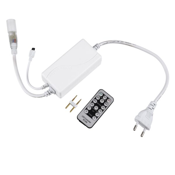 GloboStar® 70626 Single Color Dimmer με Ασύρματο Χειριστήριο IR – Μεταλλάκτης Τροφοδοσίας AC/DC 230V IP20 για TUBE 360° Degree Neon Flex LED Μονόχρωμη 2 Pin Max 1500W – Έως 100 Μέτρα