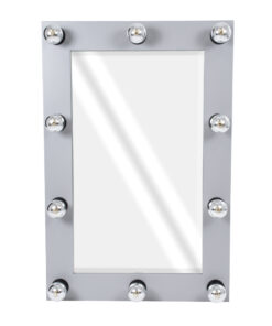 GloboStar® MAKEUP MIRROR-60×90-3 Μοντέρνος Καθρέπτης Μακιγιάζ με Πλαίσιο Φυσικού Ξύλου με Διακόπτη On/Off 10 x E27 AC220-240V – Μ60 x Π7 x Υ90cm – Γκρι Τσιμέντου