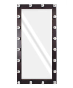 GloboStar® MAKEUP MIRROR-160×80-2 Μοντέρνος Καθρέπτης Μακιγιάζ με Πλαίσιο Φυσικού Ξύλου με Διακόπτη On/Off 20 x E27 AC220-240V – Μ80 x Π7 x Υ160cm – Καφέ Wenge