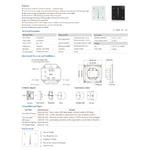 GloboStar® 71453 S1-T SKYDANCE AC Smart RF 2.4Ghz & Αφής – Touch Triac Dimming AC100-240V σε AC100-240V 1 x 1.5A 360W – Max 1.5A 360W – IP20 – Μαύρο Σώμα – Μ8.5 x Π8.5 x Υ3.2cm – 5 Years Warranty