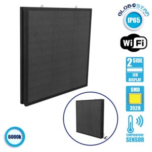 GloboStar® 90340 Κυλιόμενη Ψηφιακή Επιγραφή P10 LED SMD AC 220-240V με Wi-Fi – Αδιάβροχή IP65 – Διπλής Όψης – Μ104 x Π12 x Υ104cm Ψυχρό Λευκό 6000K