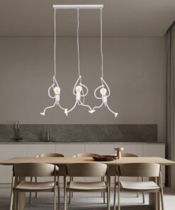 GloboStar® FIGURE 10000981 Μοντέρνο Κρεμαστό Παιδικό Φωτιστικό Οροφής Τρίφωτο 3 x E27 Λευκό Μεταλλικό Φιγούρα Μ70 x Π10 x Υ105cm