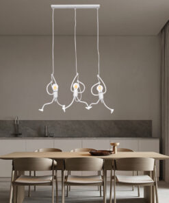 GloboStar® FIGURE 10000981 Μοντέρνο Κρεμαστό Παιδικό Φωτιστικό Οροφής Τρίφωτο 3 x E27 Λευκό Μεταλλικό Φιγούρα Μ70 x Π10 x Υ105cm