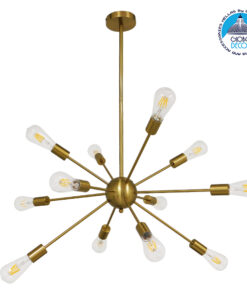 GloboStar® MILANO 01485 Μοντέρνο Industrial Φωτιστικό Οροφής Πολύφωτο 12 x E27 Χρυσό Μεταλλικό Φ80 x Y78cm