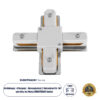 GloboStar® 2L-EUROTRACK 60910 Αντάπτορας +(Σταυρός) – Μονοφασικός 2 Καλωδίων για όλες τις Ράγες EUROTRACK AC 220-240V IP20 Μ10.7 x Π10.7 x Υ1.5cm – EUROTRACK® System 1L+1N – Θερμοπλαστικό – Λευκό – 5 Χρόνια Εγγύηση