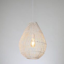 ΦΩΤΙΣΤΙΚΟ ΚΡΕΜΑΣΤΟ ΜΟΝΟΦΩΤΟ Ε27 MAX 60W RATTAN ΛΕΥΚΟ EUROLAMP – 144-33018