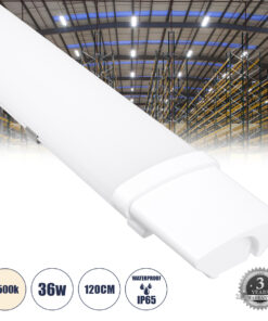 GloboStar® 60165 LED Γραμμικό Βιομηχανικό Φωτιστικό Tri-Proof 120cm 36W 3987lm 120° AC 220-240V Αδιάβροχο IP65 Μ120 x Π6 x Υ4cm Φυσικό Λευκό 4500K – 3 Χρόνια Εγγύηση