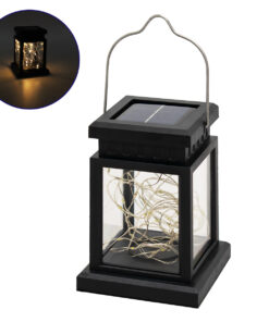 GloboStar® 71505 Αυτόνομο Ηλιακό Κρεμαστό Διακοσμητικό Φωτιστικό Φανάρι με Γιρλάντα LED 1W 50lm με Ενσωματωμένη Μπαταρία 120mAh – Φωτοβολταϊκό Πάνελ με Αισθητήρα Ημέρας-Νύχτας Αδιάβροχο IP65 Θερμό Λευκό 3000K