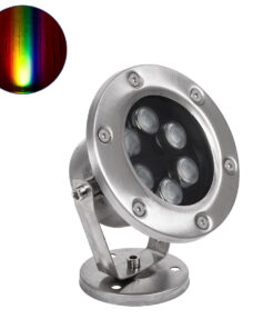 GloboStar® UNDERWATER-DINA 90677 Υποβρύχιο Φωτιστικό Σποτ Ειδικό για Σιντριβάνια LED 9W 945lm 30° DC 24V Αδιάβροχο IP68 Φ12 x Υ14cm Πολύχρωμο RGBW DMX512 – Ανοξείδωτο Ατσάλι – 3 Χρόνια Εγγύηση