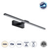 GloboStar® ELLIS 60444 Μοντέρνο Φωτιστικό Τοίχου – Απλίκα Καθρέπτη Μπάνιου – Πίνακα LED 12W 1400lm 120° AC 220-240V IP44 Μ60 x Π16 x Υ6cm – Φυσικό Λευκό 4500K – Μαύρο – 3 Years Warranty