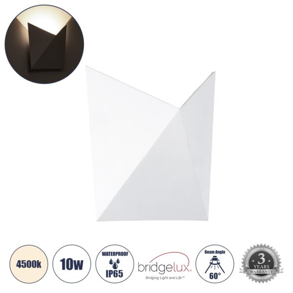 GloboStar® STEALTH 60521 Φωτιστικό Τοίχου – Απλίκα Αρχιτεκτονικού Φωτισμού Εσωτερικού/Εξωτερικού Χώρου Up or Down LED 10W 1100lm 60° AC220-240V Αδιάβροχο IP65 – Σώμα Αλουμινίου & Tempered Glass – Μ17 x Π17 x Υ7.5cm – Φυσικό Λευκό 4500K – Λευκό – Bridgelux Chip – 5 Years Warranty